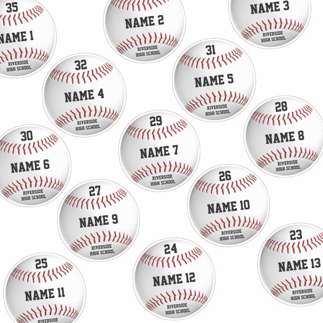 white baseballs set 13 personalised player names (Creator Uploaded)
