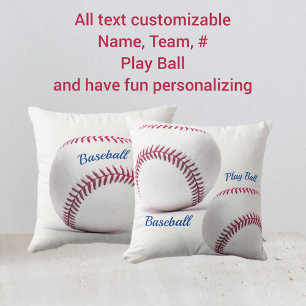 White Baseballs with Red Stitching White Cushion