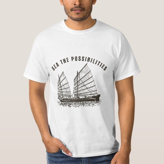 White Basic T-Shirt With Design (Front)