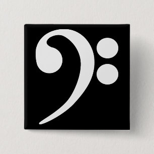 White Bass Clef 15 Cm Square Badge