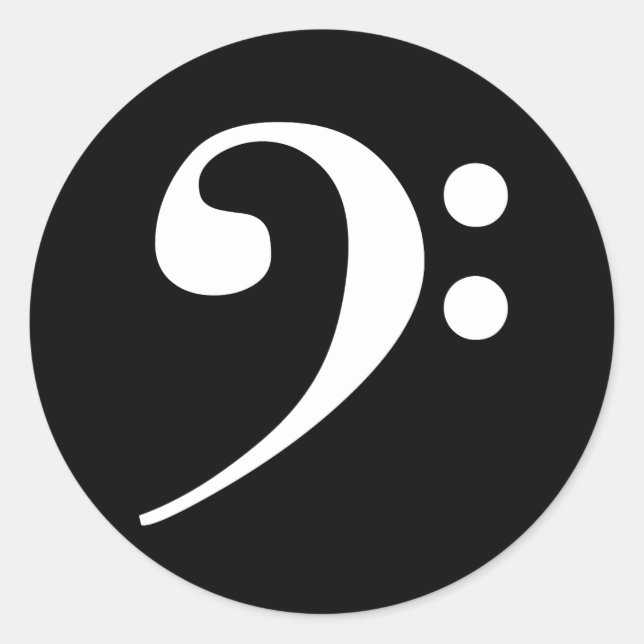 White Bass Clef Classic Round Sticker (Front)