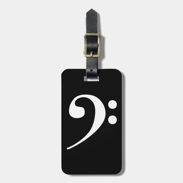 White Bass Clef Luggage Tag (Front Vertical)