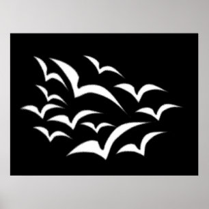 White Bat Cloud Poster