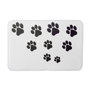 White Bathmat with Adorable Paw Prints
