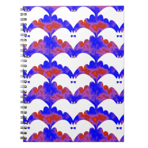 White Bats And Bows Blue Pink Notebook