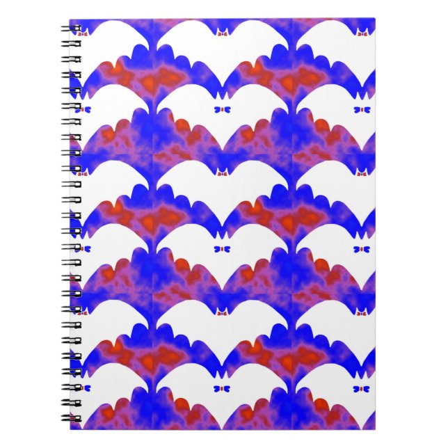 White Bats And Bows Blue Pink Notebook (Front)