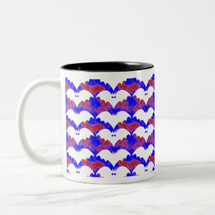 White Bats And Bows Blue Pink Two-Tone Coffee Mug