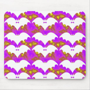 White Bats And Bows Pink Yellow Mouse Pad