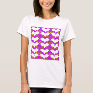 White Bats And Bows Pink Yellow T-Shirt