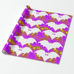 White Bats And Bows Pink Yellow Wrapping Paper