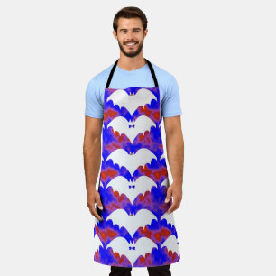 White Bats And Bows Red Blue Apron
