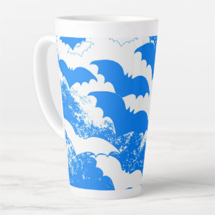 White Bats In Flight Blue Latte Mug