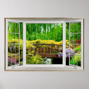 White Bay Window Illusion - Colourful Scenery Poster