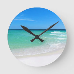 White Beach Round Clock