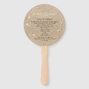 White Beach Sandy Toes Salty Kisses WeddingProgram Hand Fan