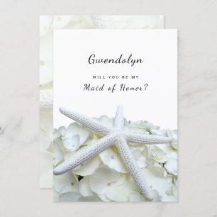 White Beach Wedding Be My Maid of Honour Card