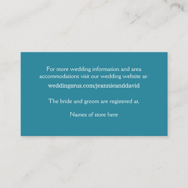 White Beach Wedding Enclosure Card (Front)