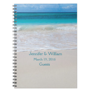 White Beach Wedding Guest Sign In Notebook
