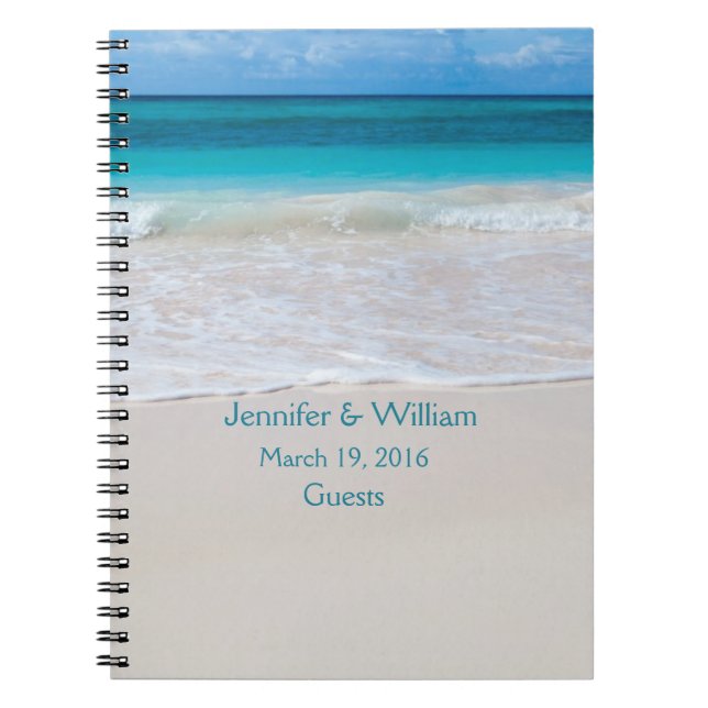 White Beach Wedding Guest Sign In Notebook (Front)