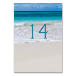 White Beach Wedding Table Number Card