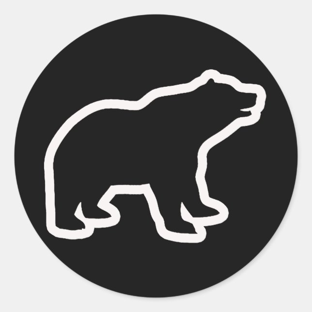 WHITE BEAR OUTLINE CLASSIC ROUND STICKER (Front)