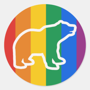 WHITE BEAR OUTLINE CLASSIC ROUND STICKER