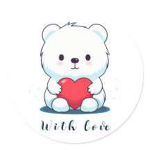 White bear with a heart, personalised