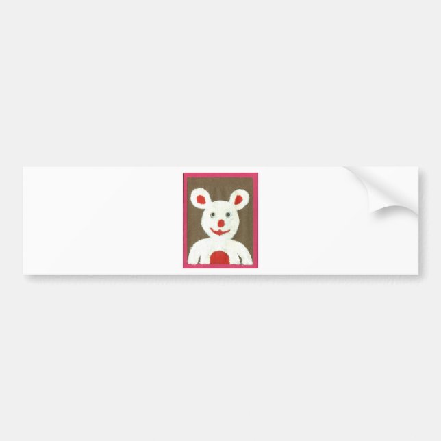 White Bear with Red Nose, Mouth, and Ears (Santa) Bumper Sticker (Front)