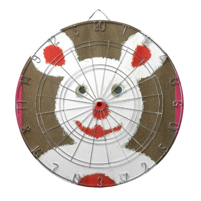 White Bear with Red Nose, Mouth, and Ears (Santa) Dartboard (Front)