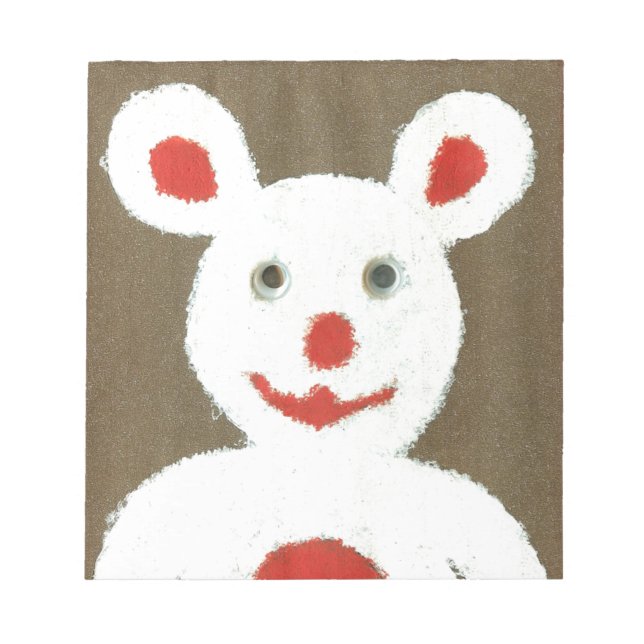 White Bear with Red Nose, Mouth, and Ears (Santa) Notepad (Front)