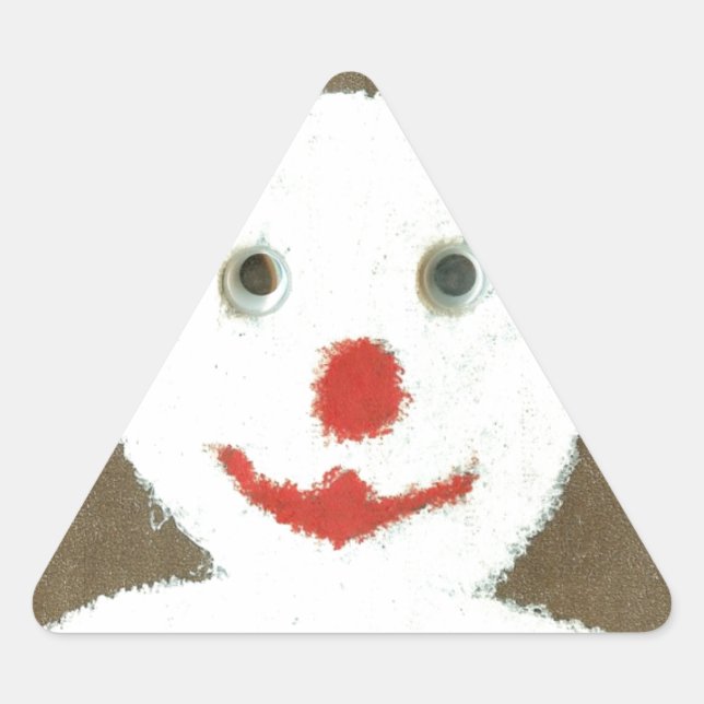 White Bear with Red Nose, Mouth, and Ears (Santa) Triangle Sticker (Front)