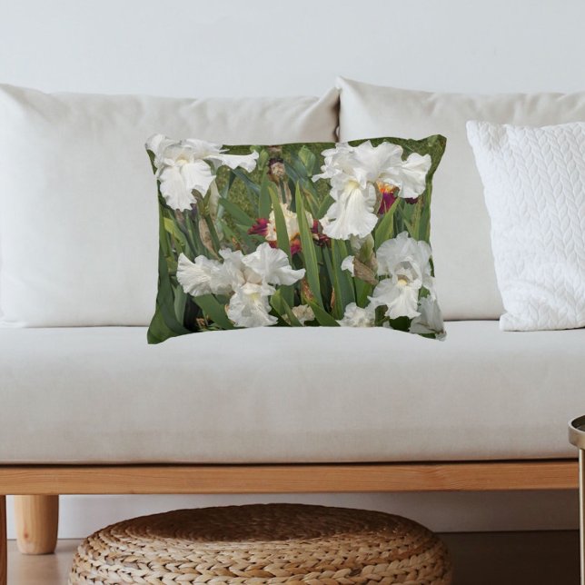 White Bearded Iris Blooms Floral Decorative Cushion (Creator Uploaded)
