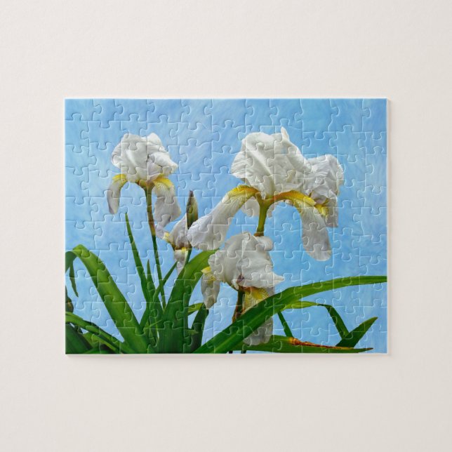 White Bearded Iris Blossoms Jigsaw Puzzle (Horizontal)