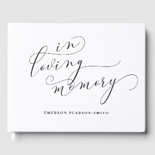 White Beautiful Swash Calligraphy In Loving Memory Guest Book