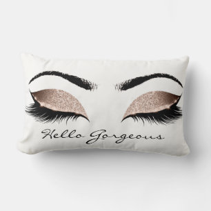 White Beauty Pink Makeup Lashes Hello Gorgeous Lumbar Cushion