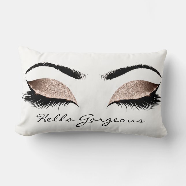 White Beauty Pink Makeup Lashes Hello Gorgeous Lumbar Cushion (Front)