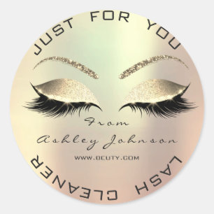 White Beauty Salon Glitter Gold Lash Extension Classic Round Sticker