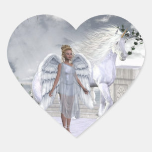 White Beauty Unicorn Angel Heart Sticker