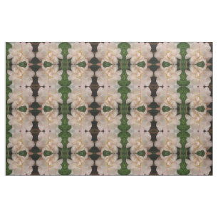White Begonia Flower Floral Patterned Fabric