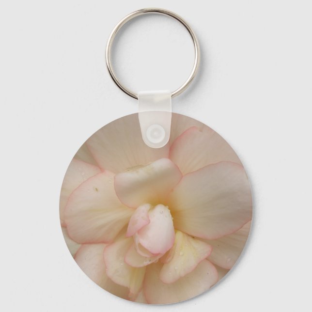 White Begonia Flower Keychain (Front)