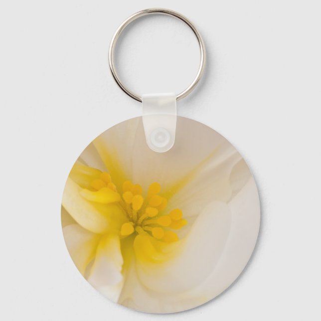 White Begonia Key Ring (Front)