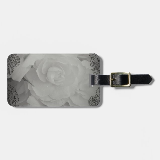White Begonia Luggage Tag (Front Horizontal)