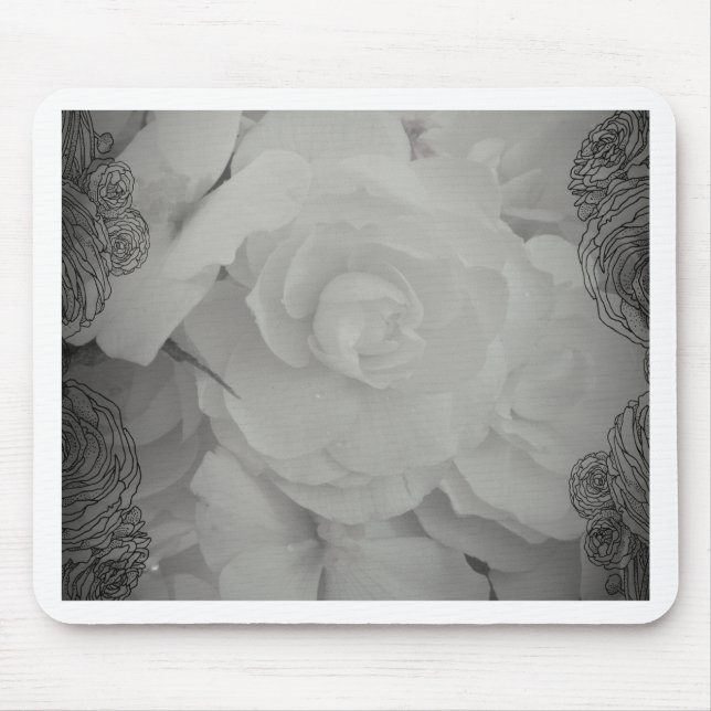 White Begonia Mouse Pad (Front)