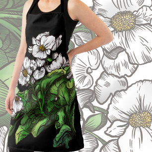 White Begonias Floral Apron