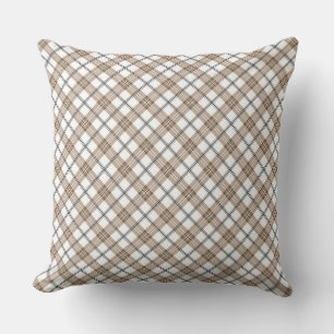 White beige black diagonal light chequered pattern cushion