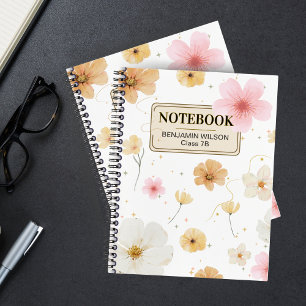 White & Beige Floral Watercolor Spiral Notebook