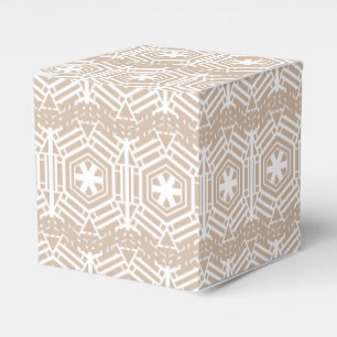 White beige tan pattern Christmas Holidays gift Favour Box