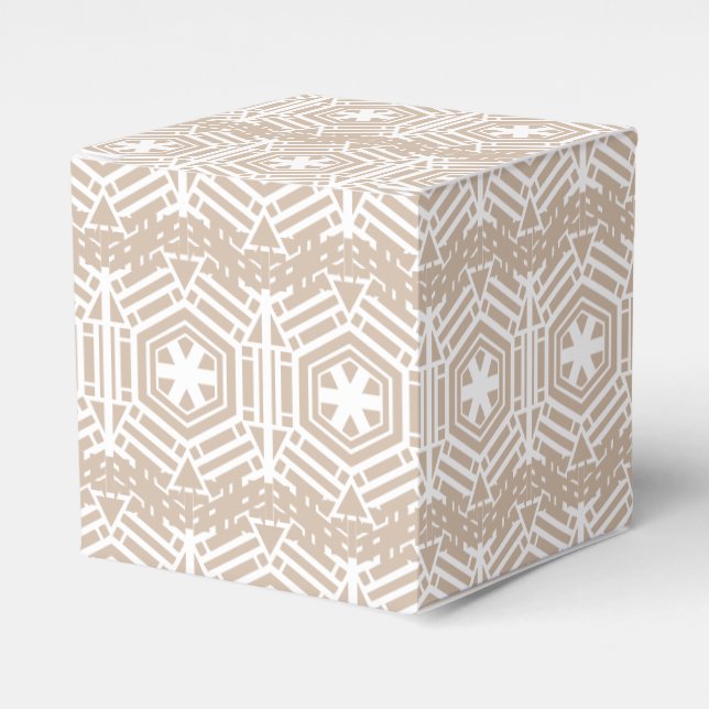 White beige tan pattern Christmas Holidays gift Favour Box (Front Side)