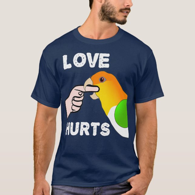 White Bellied Caique Parrot Love Hurts Premium T-Shirt (Front)