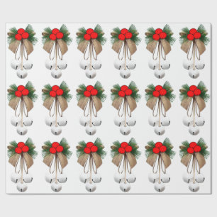 White Bells And Holly Wrapping Paper